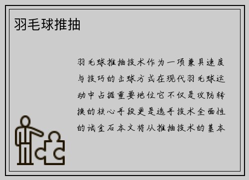 羽毛球推抽